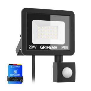 Spot LED GRIFEMA 20W cu senzor de miscare, 2200 lumeni, IP66