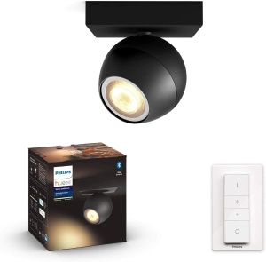 Spot LED Philips Hue White Ambiance Buckram, 250lm, negru, dimabil