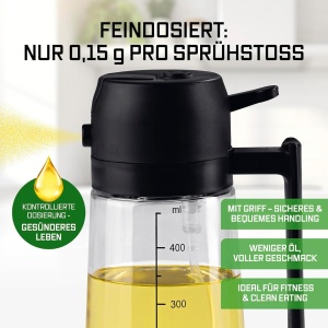 Spray de ulei GOURMETmaxx 2-in-1 din sticla, 470 ml, set de 2, reutilizabil - Img 5