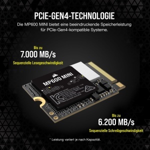 SSD Corsair MP600 MINI 1 TB M.2 NVMe PCIe Gen4, 7000 MBs, Negru - Img 3