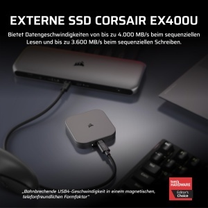 SSD Extern Corsair EX400U 2TB USB4, 4000MBs, Plug-and-Play, Gri - Img 2