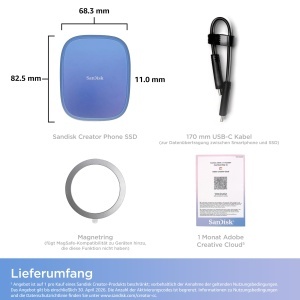 SSD SanDisk Creator Phone 1 TB, 1000 MBs, Albastru - Img 3
