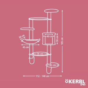 Stalp de zgariat de perete pentru animale de companie Kerbl Dolomite Tofana XL stalp de zgariat pentru pisici gri 70x45x185cm pentru mai multe pisici  - Img 6