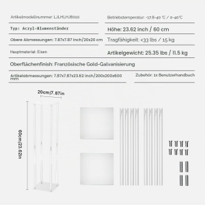 Stand de flori VEVOR 10 bucati, acril, 60 cm, design modern - Img 8