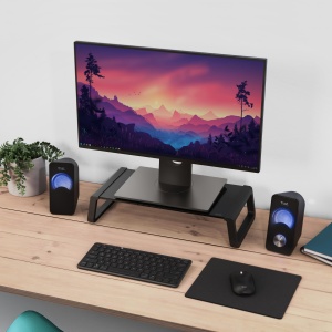 Stand Monitor Trust Monta 41 x 22 x 10 cm, Suport Ecran din Sticla Securizata, Suport Monitor Birou, Suport Monitor pentru Laptop, Ecrane, Computer, Notebook, Mac, PC, Office - Negru - Img 5