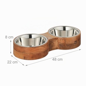 Stand pentru caini Relaxdays cu 2 boluri din inox, 2.2L, 48 cm - Img 4