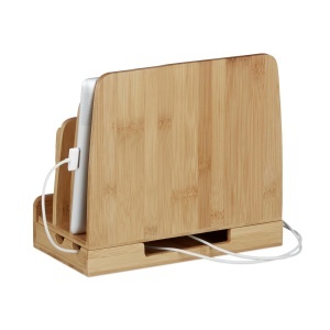 Statie de incarcare din bambus Relaxdays, 5 dispozitive, 23 x 25,5 x 13,5 cm - Img 8