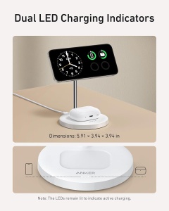 Statie de incarcare wireless Anker MagGo 15W, 2-in-1, pentru iPhone si AirPods - Img 5