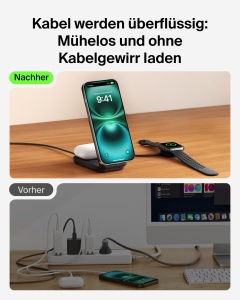 Statie de incarcare wireless Belkin UltraCharge 2-in-1, 25W, compacta, neagra - Img 6