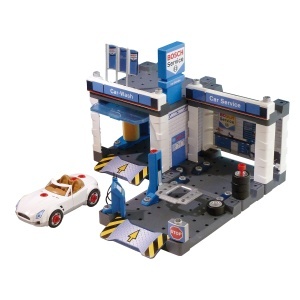 Statie de Service Auto Bosch Theo Klein 8647 cu Hebebuhne si Waschanlage, Dimensiuni 41x39x29 cm