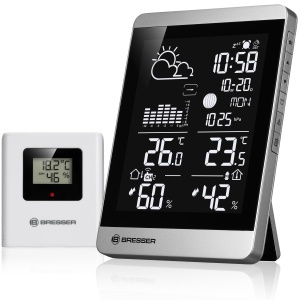 Statie Meteo Bresser ClimateTemp NDV-NEO, cu Senzor Exterior, ArgintieNeagra - Img 1