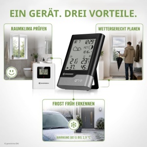 Statie Meteo Bresser cu Senzor Exterior, NegruGri, DCF, Display LCD - Img 5