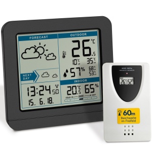 Statie Meteo Digitala TFA Dostmann SKY, cu Senzor Exterior, Negru, 123 x 52 x 117 mm