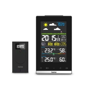Statie Meteo Hama Jamaika cu Senzor Exterior, Display Colorat, Alarma de Inghet, Negru