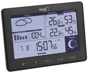 Statie meteo TFA Dostmann Elements 35115801 Display iluminat Functie prognoza meteo Negru - Img 3