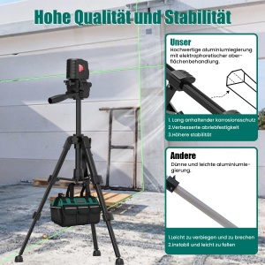 Stativ pentru laser HYCHIKA, inaltime ajustabila 30-65 cm, rotire 90-360 - Img 4