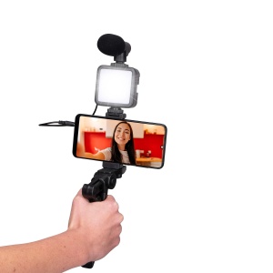 Stativ pentru Smartphone Grundig cu Lampa si Microfon, Negru, pentru Telefoane de 53-84 mm - Img 10