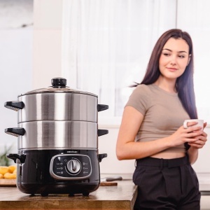 Steamer Electric Cecotec Vapovita Steelpot, 1300W, 10L, 3 recipienti din otel inoxidabil - Img 7