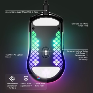 SteelSeries Aerox 3 Gaming Mouse 59g Negru Ultralejer Rezistent la Apa - Img 3