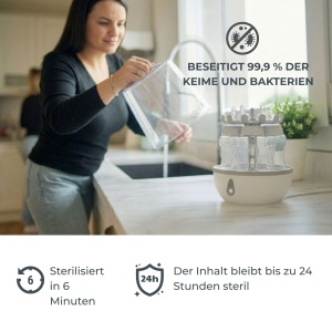 Sterilizator aburi Nuvita Sterieasy 1083 pentru 6 biberoane, inox, BPA free - Img 2