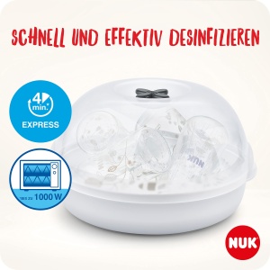 Sterilizator cu microunde NUK Micro Express Plus pentru biberoane - sterilizeaza pana la 4 biberoane plus accesorii in 4 minute - inclusiv clesti pent - Img 2