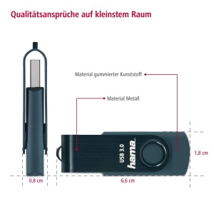 Stick USB Hama 64GB USB 3.2 Gen 1, 70 MBs, Petrol - Img 5