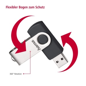 Stick USB Hama Rotate 128GB USB 20 Argintiu Metalic Design Compact - Img 3
