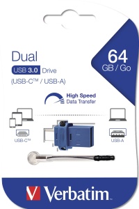 Stick USB Verbatim Store n Go Dual 64GB USB 3.2 Gen 1 si USB-C, AlbastruNegru - Img 5