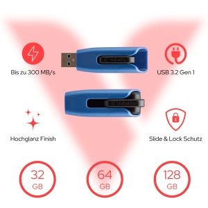 Stick USB Verbatim Store n Go V3 MAX 128GB, USB 3.2, AlbastruNegru - Img 2