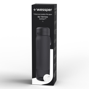 Sticla cu filtru Wessper B2 Tritan 1000ml BPA Free Filtrare Actitex Negru