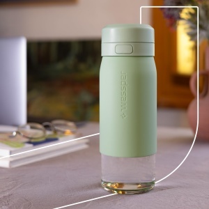 Sticla de apa cu filtru Wessper B2 Glass, 500 ml, sticla borosilicata, filtru Actitex, BPA free, verde menta - Img 7