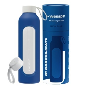 Sticla de Apa Wessper B1, 1 Litru, Borosilikat, Albastra