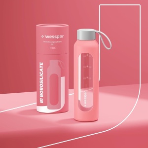 Sticla de Apa Wessper B1, 500 ml, Borosilikat, Culoare Rosa, BPA Free - Img 5