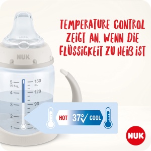Sticla NUK First Choice+ pentru cursanti | 6-18 luni | 150 ml | Afisaj de control al temperaturii | Supapa anti-colici | gura de scurgere etansa | Manere ergonomice | Fara BPA | Disney Winnie the Pooh Roz - Img 2