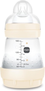 Sticla pentru bebe MAM Easy Start Anti-Colica, 160 ml, cu tetina din silicon, bej - Img 2