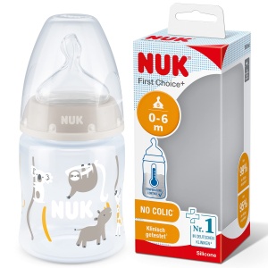 Sticla pentru bebelusi NUK First Choice 150 ml, BPA-fara, Control temperatura, Safari