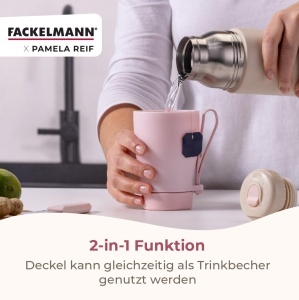 Sticla termica FACKELMANN x Pamela Reif 400 ml, inox si silicon, roz - Img 7