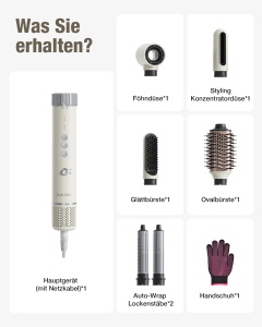 Stilizer de par 6-in-1, 110000 RPM, alb, cu accesorii pentru ondulare si indreptare - Img 8