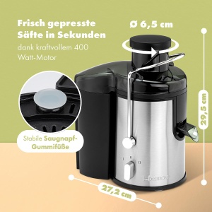 Storcator Clatronic | zdrobiti fructe intregi | jgheab mare de alimentare | Storcator lent | Opritor de picurare pentru lucrari curate | Usor de curatat | 400W | Storcator de legume si fructe | Storcator | AE 3666 - Img 3