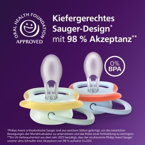 Suce de supt Philips Avent ultra air SCF08722, 0-6 luni, BPA-free, cu lumina nocturna - Img 3