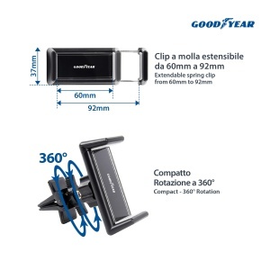 Suport auto pentru telefon Goodyear, 360 rotativ, compatibil cu telefoane de pana la 6,7 inch - Img 2