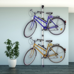 Suport biciclete Relaxdays, telescopic pentru 2 biciclete, ajustabil 160-340 cm, argintiunegru - Img 3