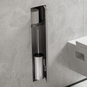 Suport de perete pentru periuta de dinti hansgrohe XtraStoris Rock, inox, cu usa beflisabila - Img 6