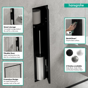 Suport de perete pentru periuta de dinti hansgrohe XtraStoris Rock, mattschwarz, cu suport pentru hartie - Img 4