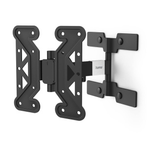 Suport de perete TV Hama pivotant, Tiltable, Slim (suport TV de 19-48 inch pentru televizoare de pana la 25 kg, max. VESA 200x200, 1 brat, suport extensibil incl. dibluri Fischer si sablon de gaurire) negru