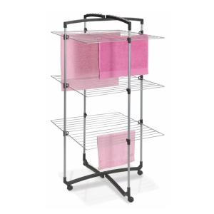 Suport de rufe Metaltex Faro plus, 3 etaje, 28 m lungime, argintiunegru