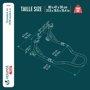 Suport motocicleta VOUNOT cu roti, capacitate 390 kg, ajustabil, negru - Img 3