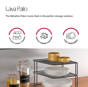 Suport organizare Metaltex Palio 2 etaje 25x25x19 cm negru finisaj TouchTherm - Img 3