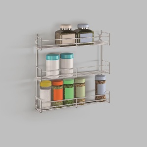 Suport pentru condimente Metaltex 364613010 3 etaje aspect inox montare pe perete - Img 6