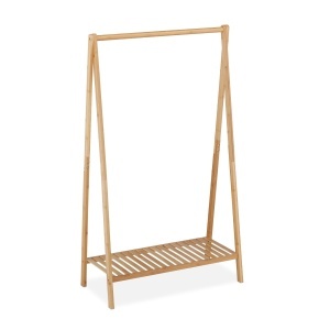 Suport pentru haine din bambus, Relaxdays, 120x67x35 cm, cu raft pentru incaltaminte - Img 8